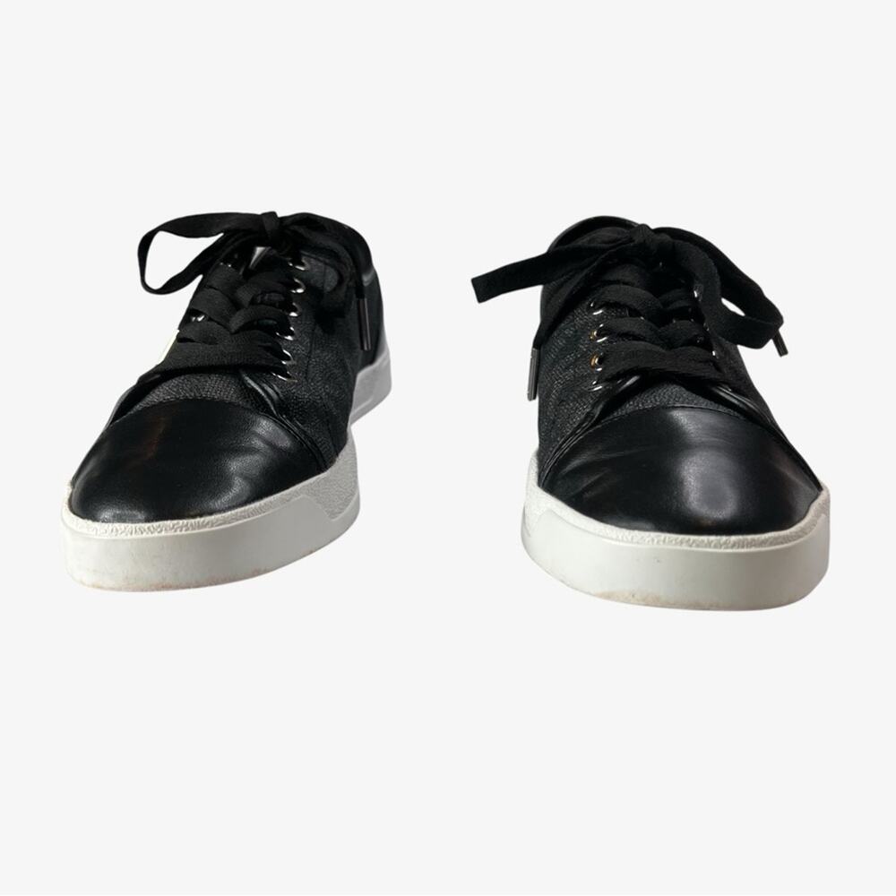 Michael Kors Womens MK City Sneakers SZ 9 Black Gray Low Top Lace Up Logo Shoes - Picture 2 of 12